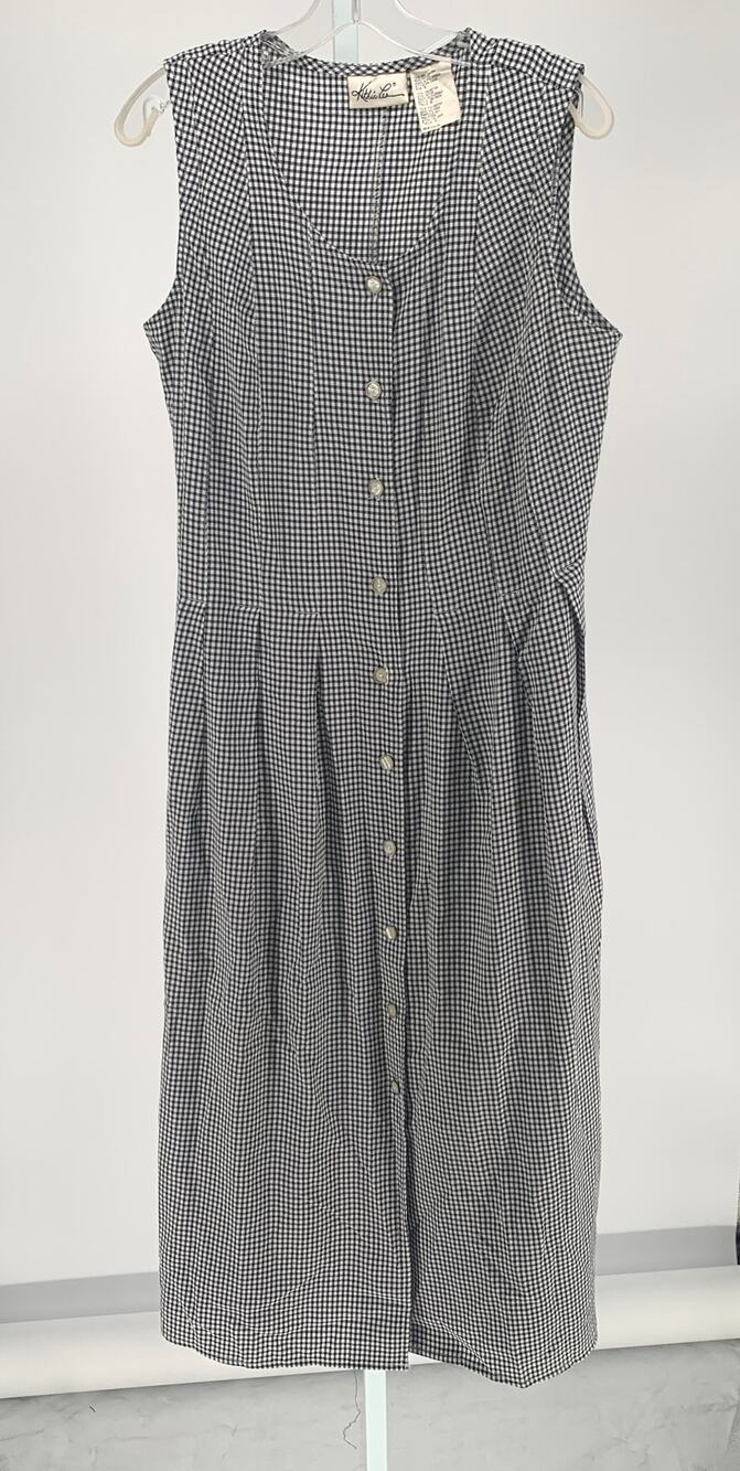 vintage 90s gingham shirt dress sleeveless button down gingham women size 12
